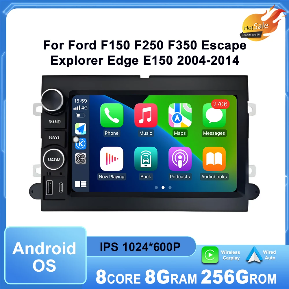 7'' Android OS Autoradio Multimedia-Player für Ford F150 F250 F350 Escape Explorer Edge E150 2004-2014 CarPlay GPS Navi DSP BT