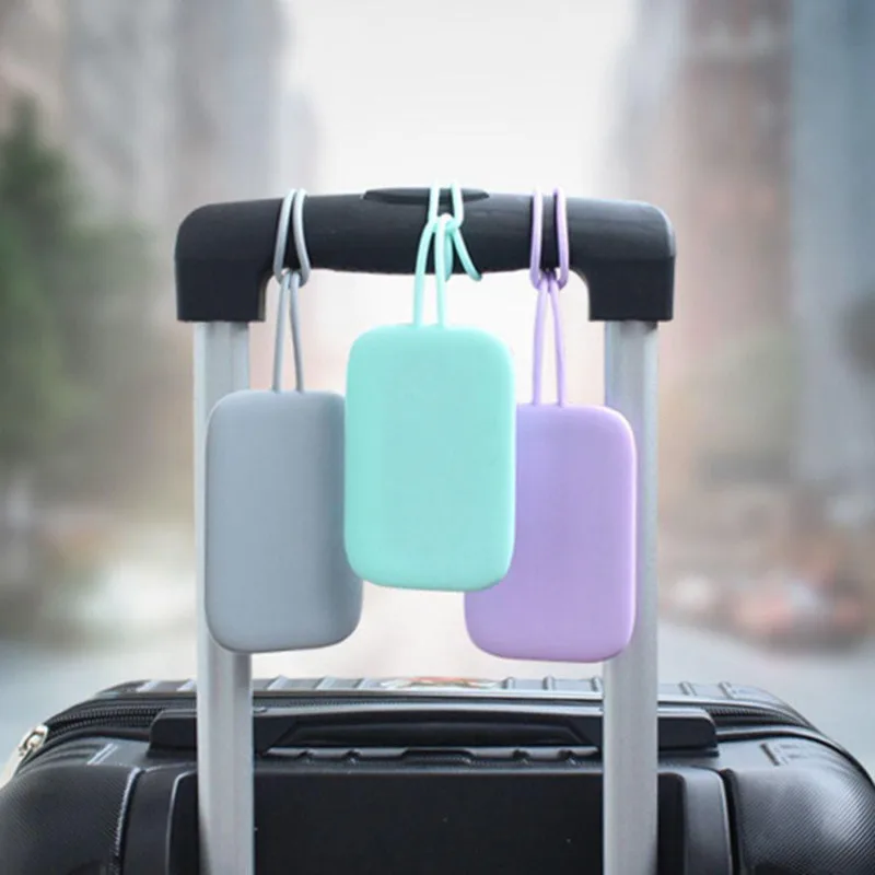 Etichetta per bagagli in silicone Uomo Donna Nome valigia Etichetta per bagagli Etichette per aereo impermeabili anti-smarrimento Accessori per etichette appese da viaggio