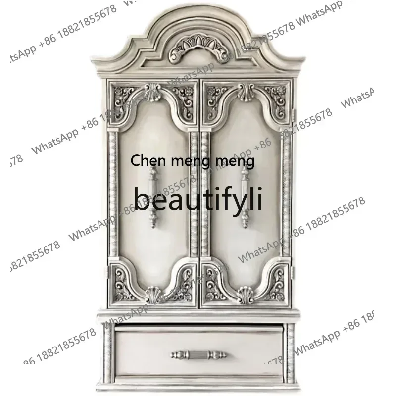 French solid wood carving wardrobe retro solid wood carving flower old wardrobe storage storage cabinet customization