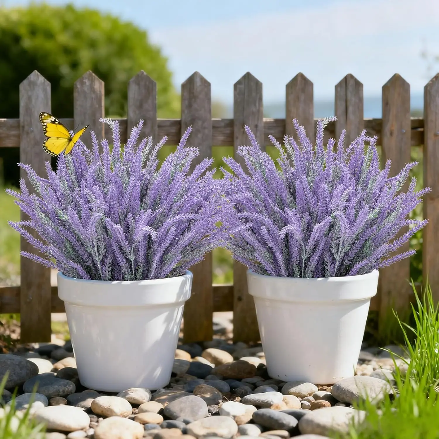 Artificial Lavender Flowers Realistic Purple Faux Lavender Bouquet Plastic Fake Plant for Home Wedding Garden Office Table Decor