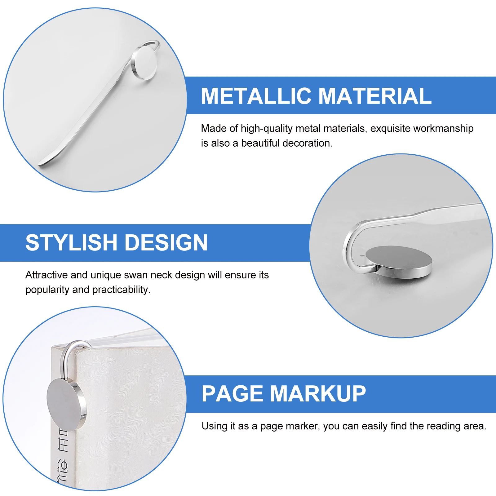 2 Pcs Metal Bookmark Charm Swan Neck Page Marker Markers Alloy DIY Craft Bookmarks