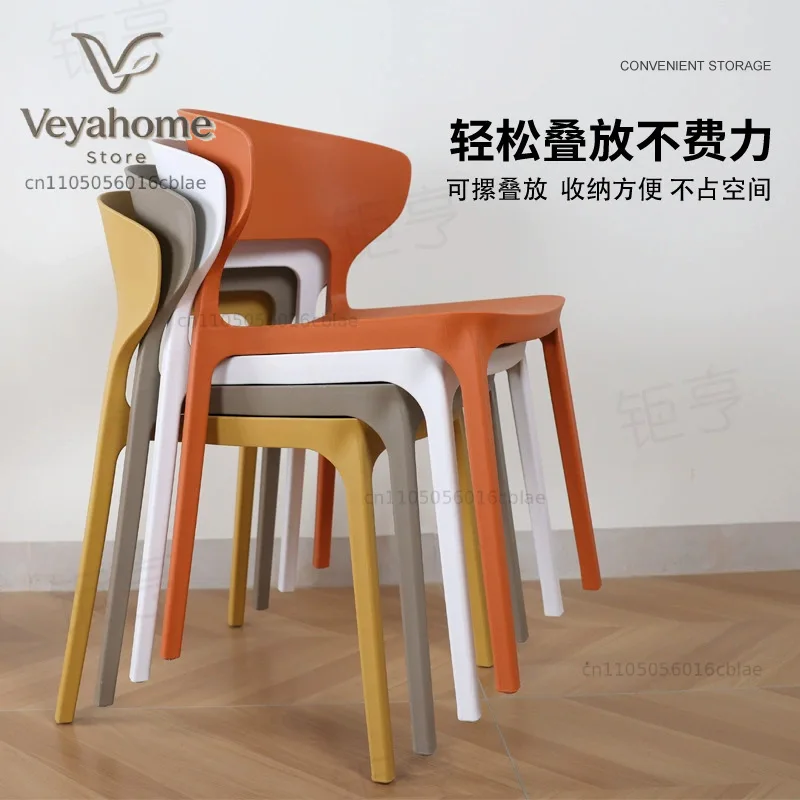 Simple plastic dining chair, leisure engineering matching back chair, household equal ox horn