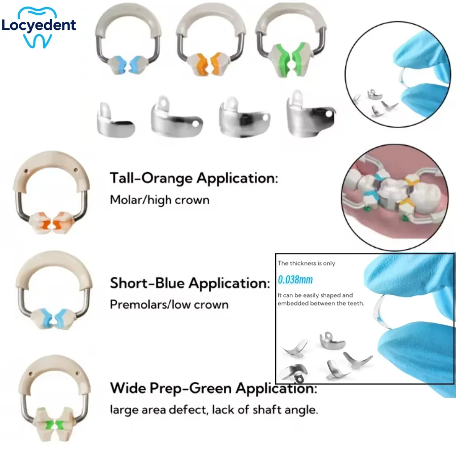 

Dental Matrix Bands Niti Spring Clamping Ring Sectional Contoured Tool Short/tall/wide Prep