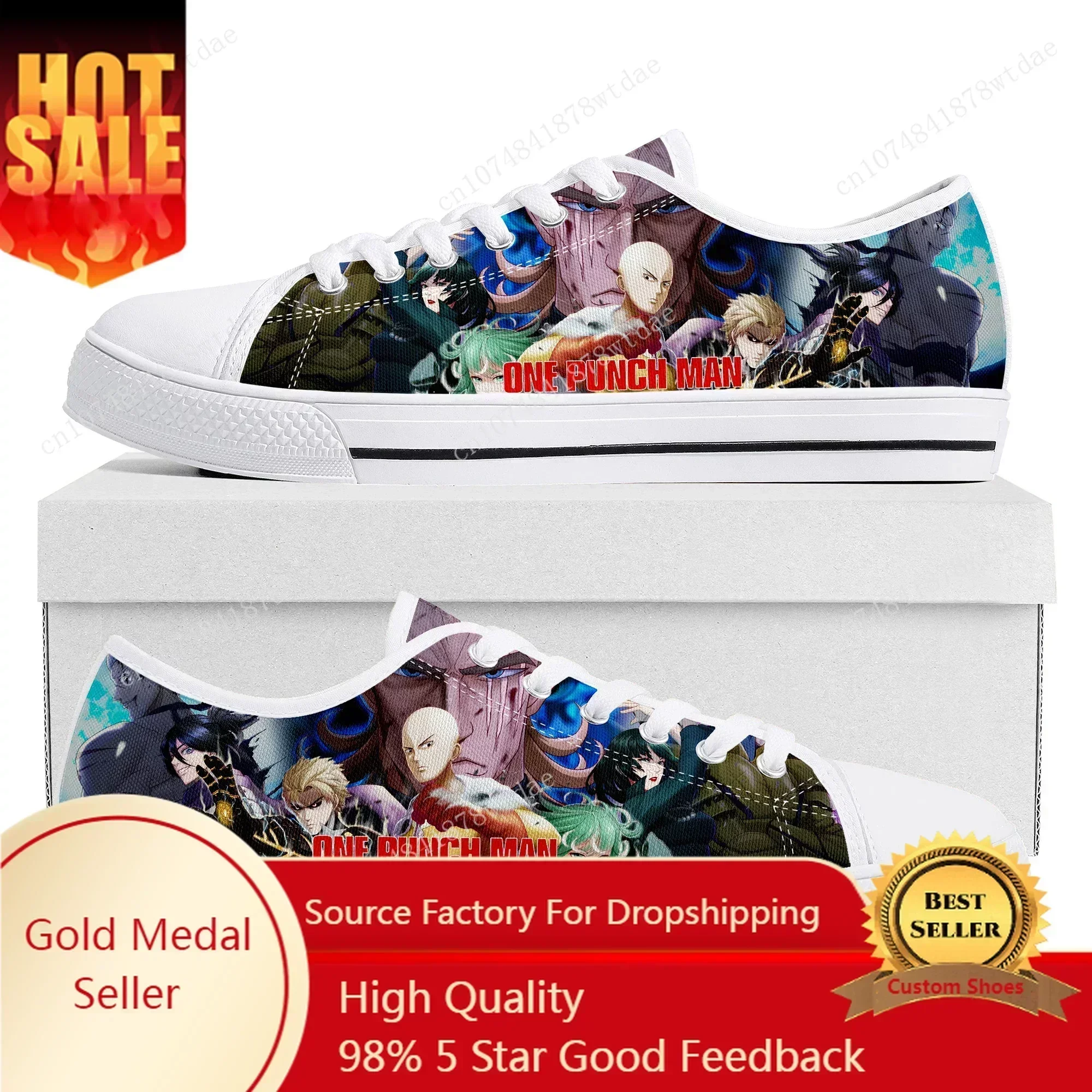 

One Punch Man Low Top Sneakers Womens Mens Teenager Saitama High Quality Canvas Sneaker Couple Comics Manga Custom Made Shoes