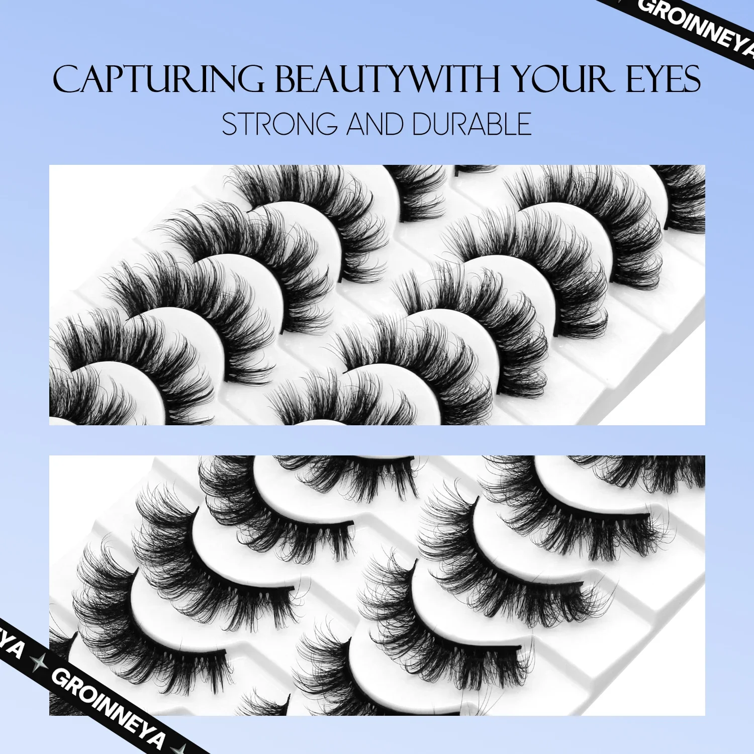 Lasvirey cils moelleux naturel oeil de chat cils doux vaporeux naturel longs 3D Faux cils de vison épais Faux cils Extension maquillage