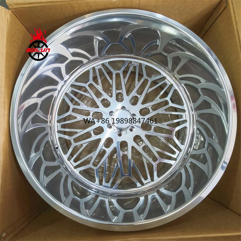 

Bolun Auto Parts Custom Deep Dish Polished 20 22 24 26 28 30 Inch Rims Aluminum Forged Truck Wheels with Floating Caps