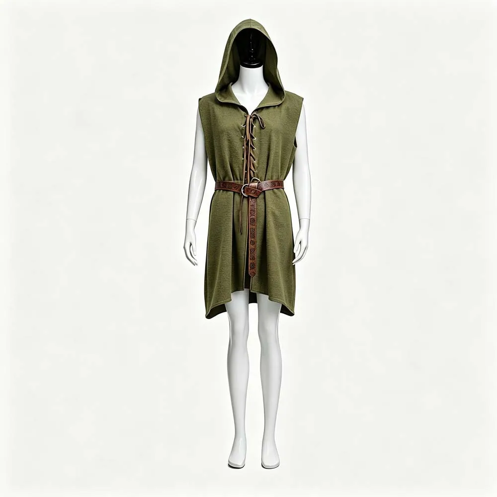 Túnica Medieval con Capucha sin Mangas para Hombre, Disfraz Vikingo, Gabardina Renacentista, Tabardo, Disfraces de Cosplay de Asesino para Halloween, Nuevo