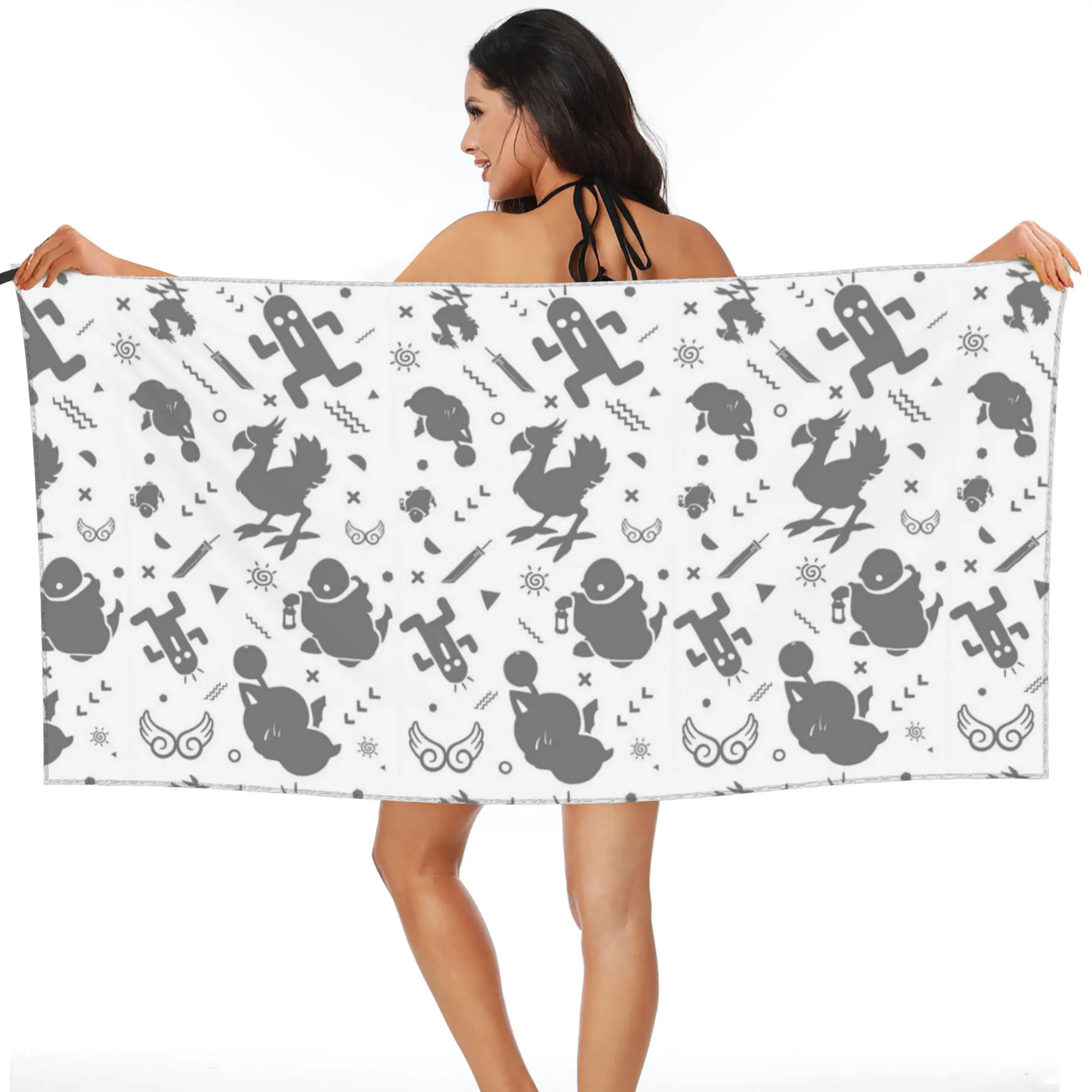 Final Fantasy Medley Beach Towel Soft Microfiber Quick Dry Absorbent Quick Towels For Mountain Climbing