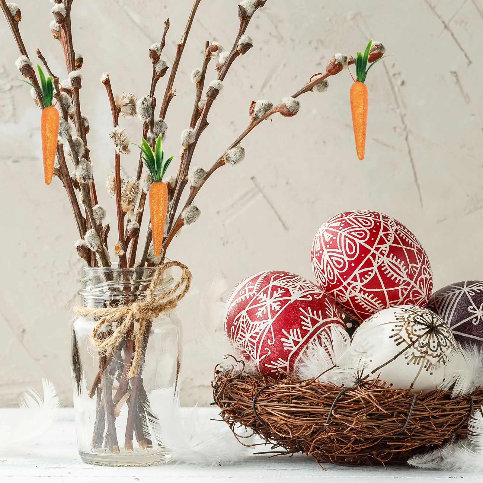 

12Pcs Carrot Decoration Easter Hanging Decor Party Ornament Home Festival Adornment Creative Easter Gift Home Festival Decor