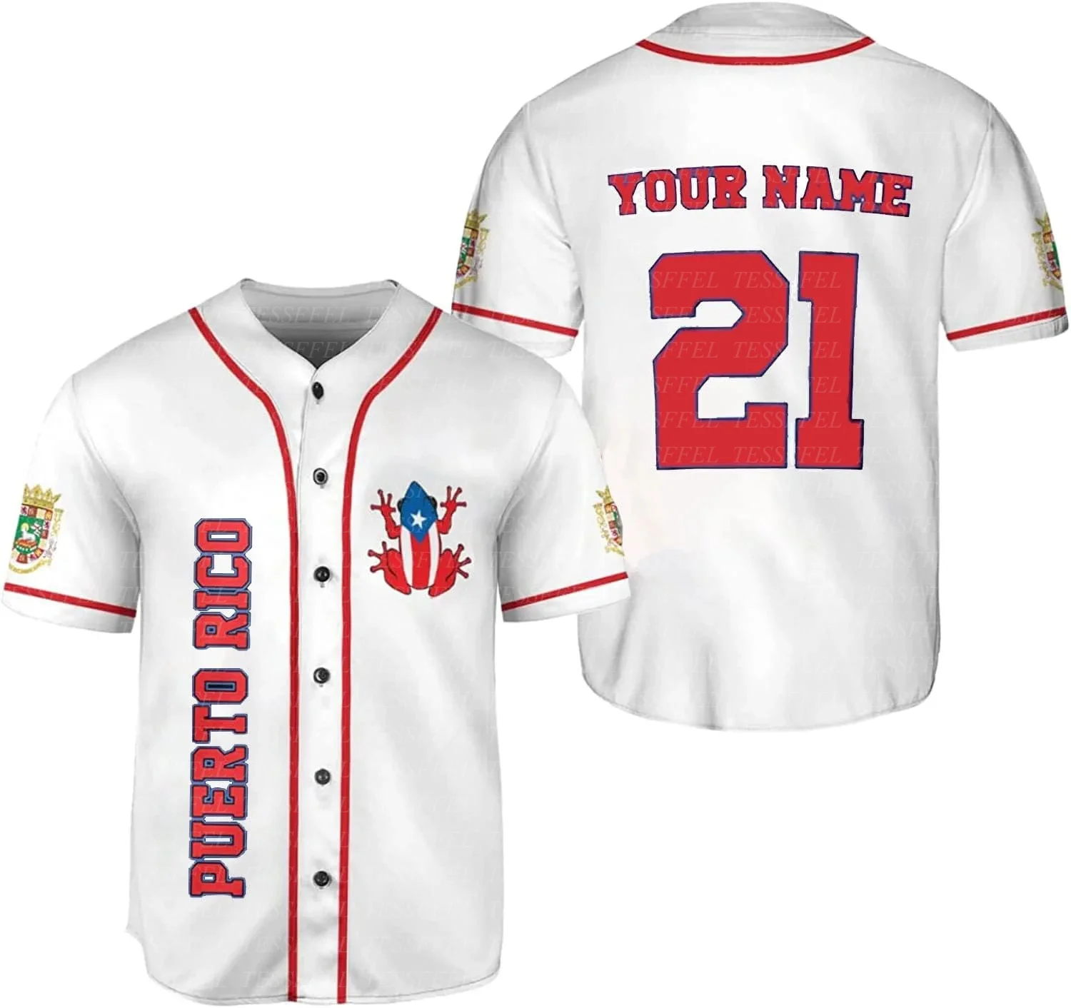 Custom Name Baseball Jersey Shirts Country Flag Puerto Rico Tattoo Vintage Unisex 3DPrint Summer Pullover Funny Short Sleeves A2