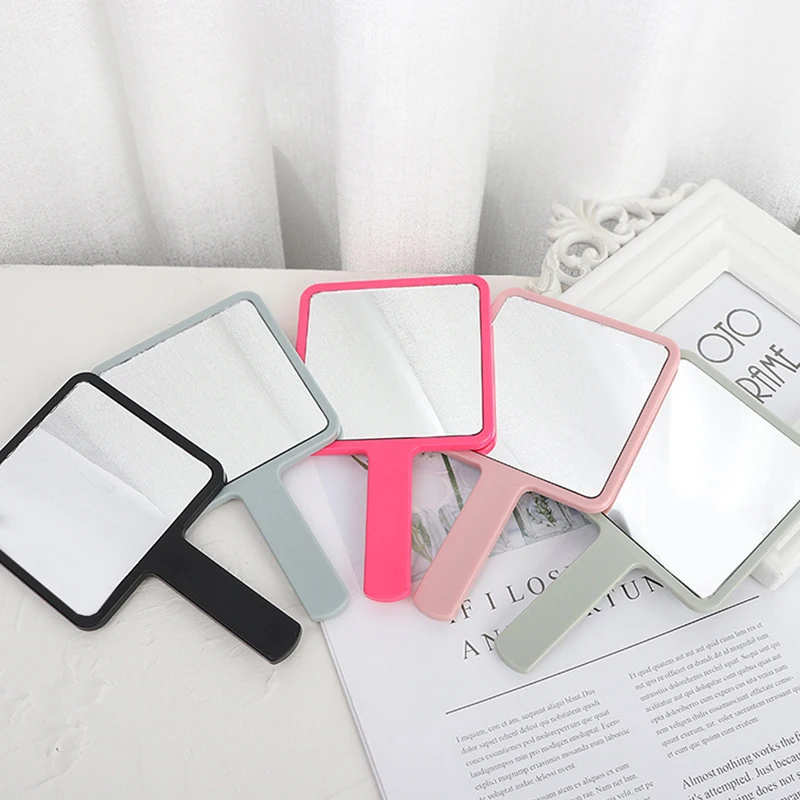 1PC Eyelash Extension Handheld Makeup Mirror Square Makeup Vanity Mirror with Handle Hand Mirror SPA Salon Compact Mirrors
