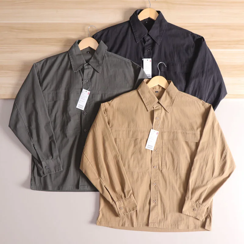 

Повседневная японская одежда Long Sve irt 2022, осенняя новая мужская рабочая одежда Double ket irt Jaet, универсальная смесь хлопка для поездок на работу