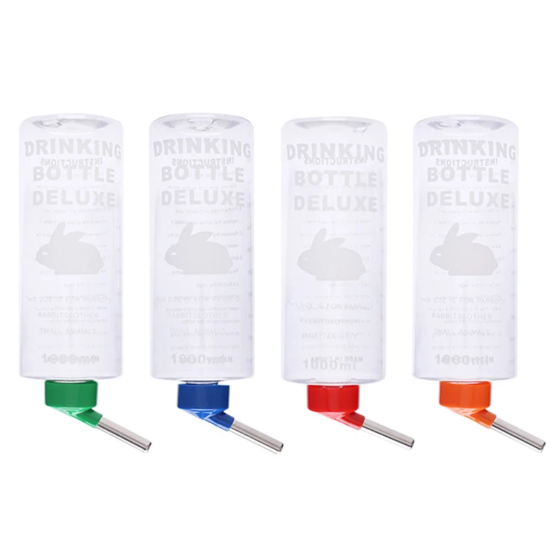 Bebedero de animales pequeños de Color aleatorio, botella de agua colgante para beber automático, conejillo de indias, loro, alimentador de conejo, 1000ml, 1 ud.