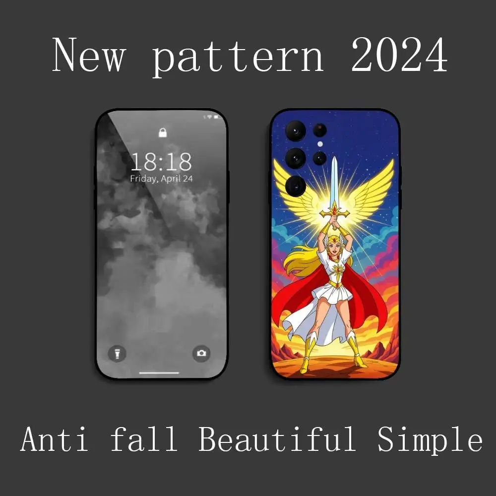 ヒーマン漫画風スマホケース サムスン Galaxy S25 S24 S22 S23 Ultra S21 S20 Plus 5G対応 フロスト加工 滑り止め フルソフトケース