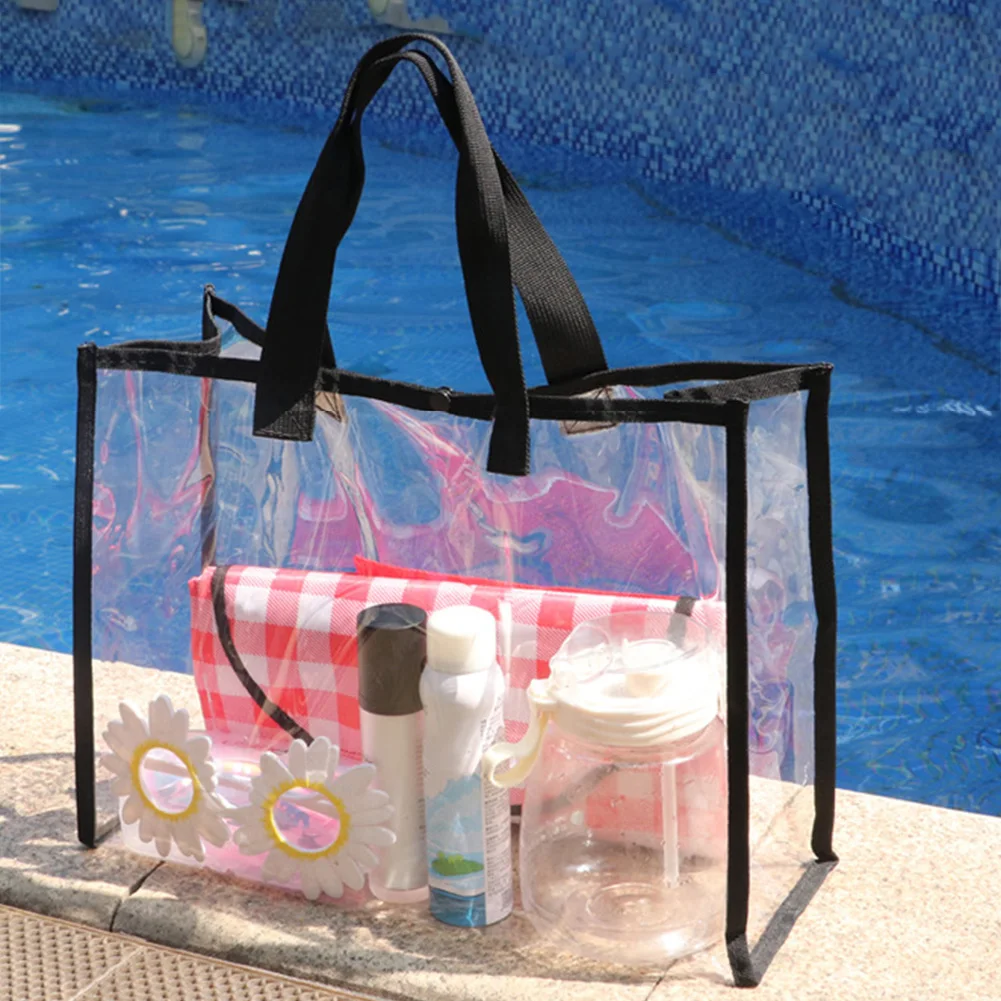 Beach Bags Clear Tote Bags Spacious Design Tear-resistant Material Waterproof PVC Clear Tote Bags For Concerts Beach Trips