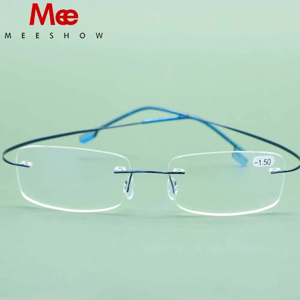 Meeshow Myopia Rimless Glasses Frame Memory Alloy Eyeglasses Prescription Ultralight Flexible Frames -50 -100 frameless Optical