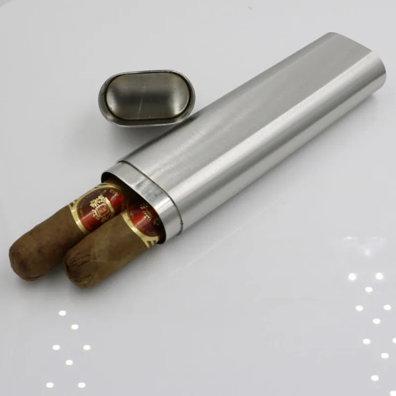 

Humidor Двойная трубка для сигар из утолщенной нержавеющей стали Портативный набор сигарет