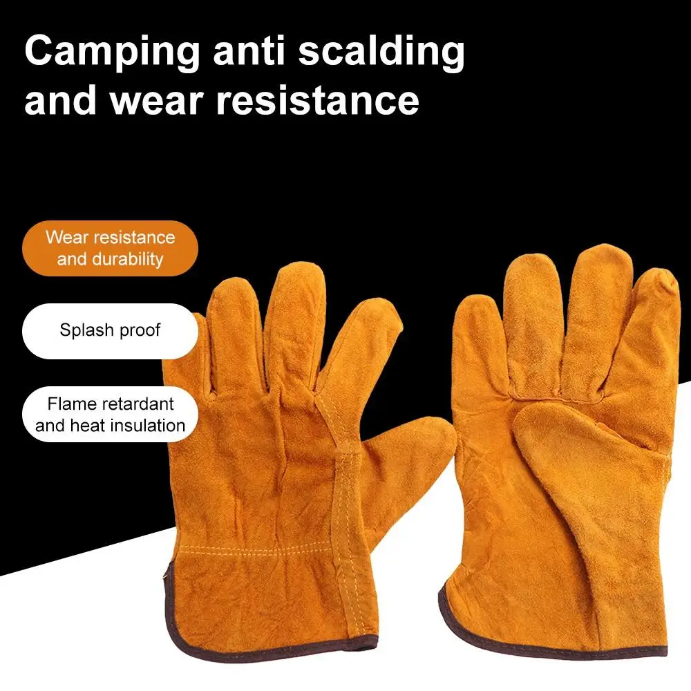 

1 Pair Work Gloves Fireproof Durable Cow Leather Welder Gloves Anti-Heat Work Safety Gloves For Welding Metal Hand Tools