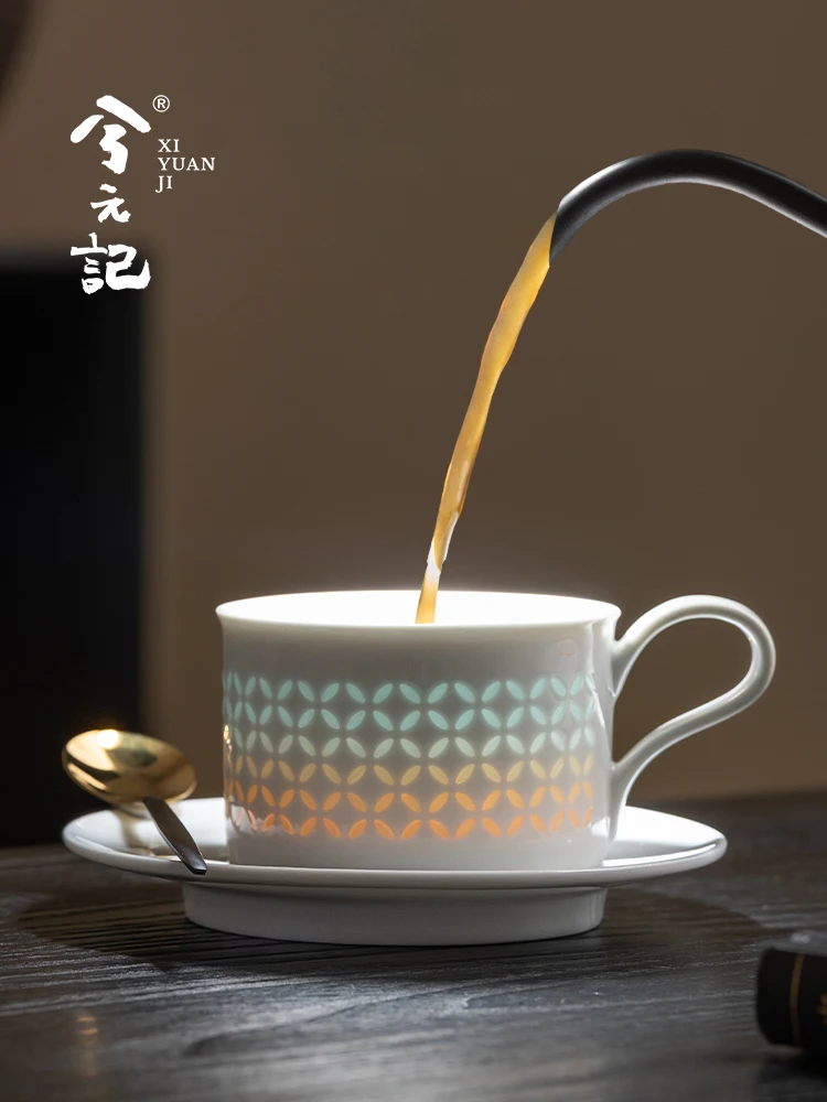 Jade Porcelain Linglong Ceramic Home Tea Brewing Cup Drinking Office Coffee Set Suit