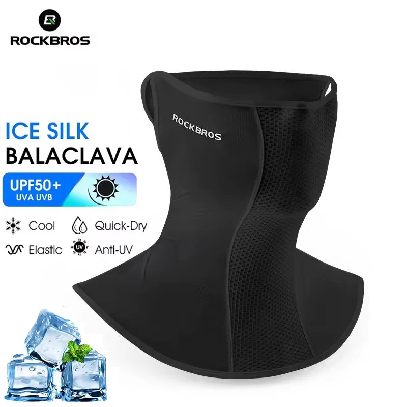 

ROCKBROS Summer Cycling Face Mask Breathable Bicycle Scarf Ice Silk Sun Protection Face Scarf Neck Cover Hanging Ear Balaclava