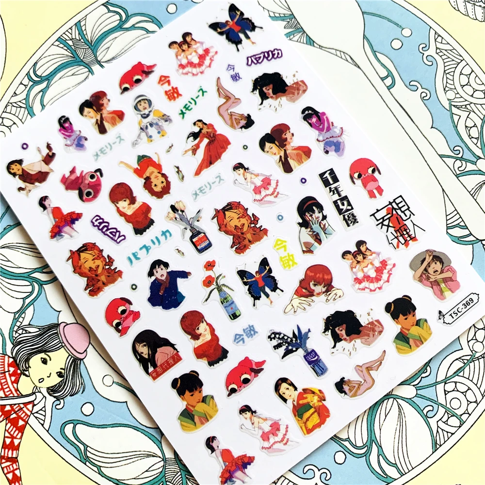 TSC-370 TSC-376 شخصية أنيمي الكرتون سيدة جميلة ثلاثية الأبعاد الغراء الخلفي مسمار الفن ملصقات الشارات المتزلجون مسمار زخرفة الديكور