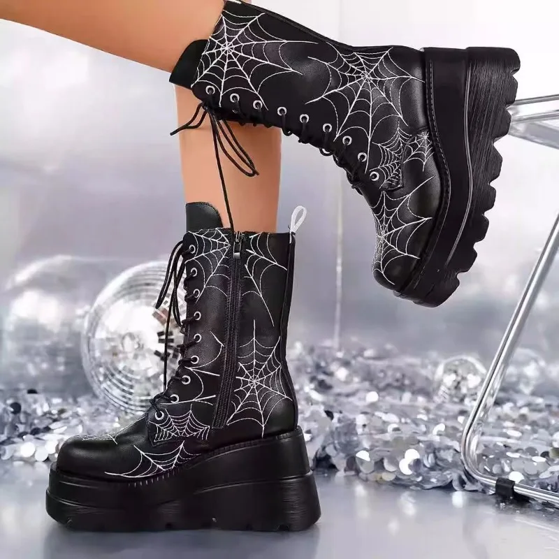 

New Women's Boots for Spring and Autumn 2026, European and American Style, Wedge Heel,Thick-soled,Fashionable Women's Large Size