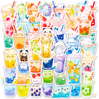 50PCS Cute Pearl Milk Tea Cartoon  Graffiti Stickers DIY Phone Guitar Laptop Notebook Suitcase Cup Waterproof Sticker Kids Toy