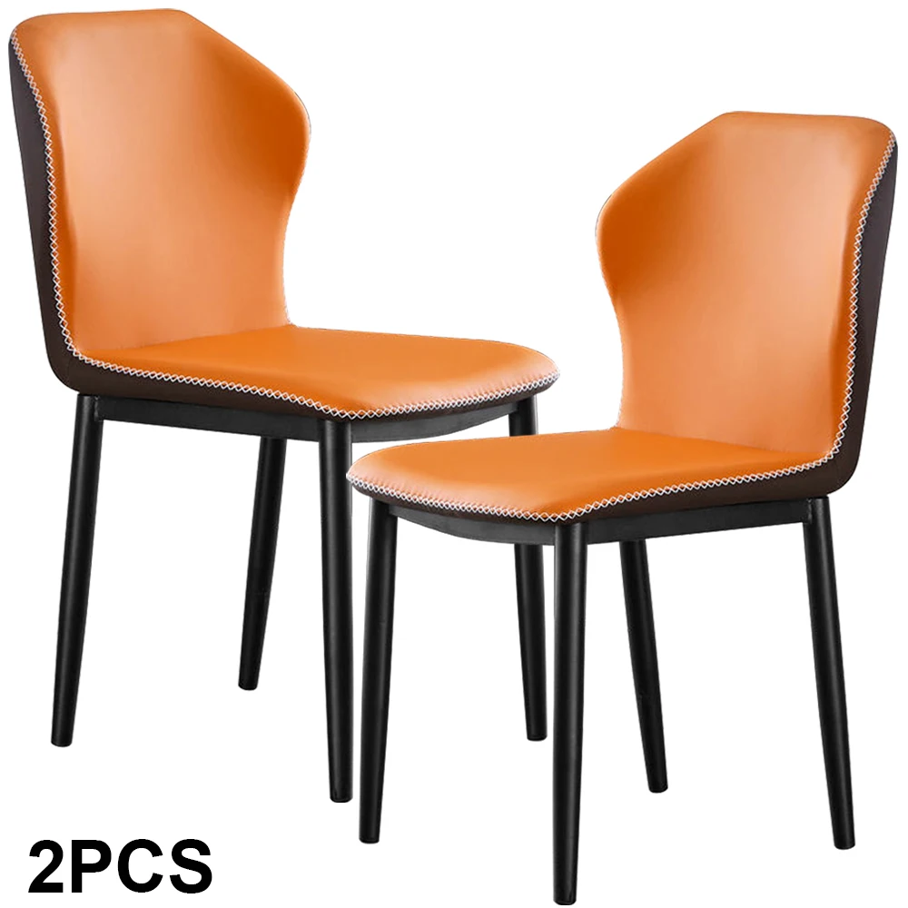 [EU Stock] 2pc dining chair Kitchen Chairs PU Padded Seat chair Dining Room Bedroom For Balcony Home Dining Chairs