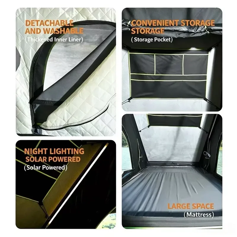 Heavy Roof Top Tent for Pickup Aluminum Hard Shell Foldable Shelter 10s Hydraulic Lift
