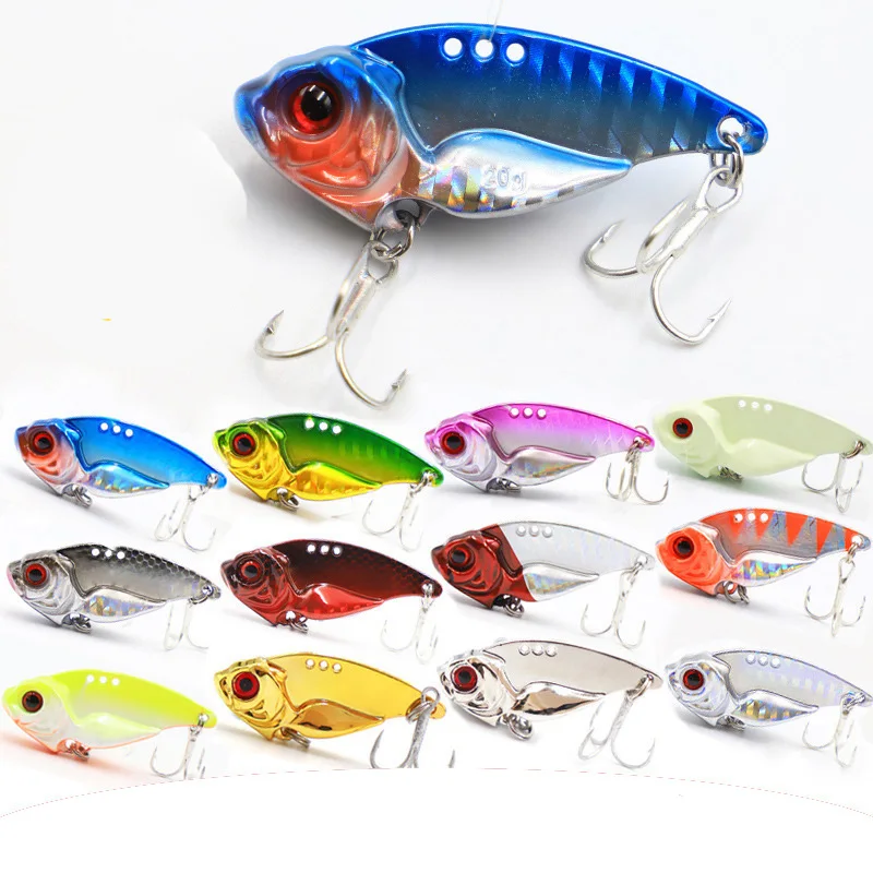 7/10/15/20g 3D EyesMetal Vib Blade Lure Sinking Vibration Baits Artificial Vibe for Bass Pike Perch Fishing Lures 12 Colors