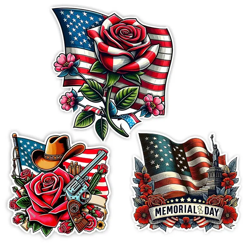 

Rose USA Flag Car Sticker Vinyl Decal Waterproof Rear Window Motorcycle Camper Bumper Truck Laptop Decoration TM131