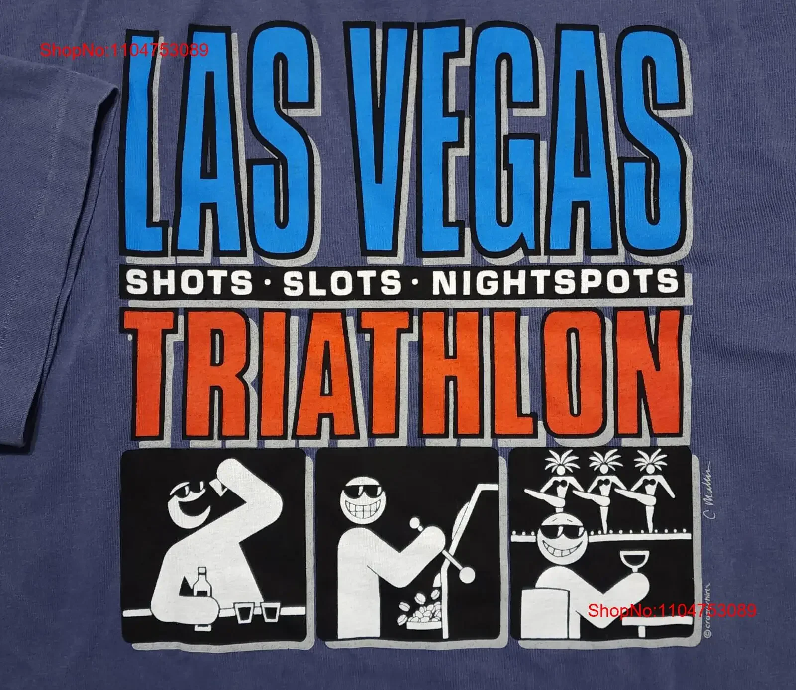 Vintage 1990s Las Vegas Triatlón Crazy camiseta hecha en EE. UU. XL vintage lavado Top para uso diario Casual cómodo Unisex