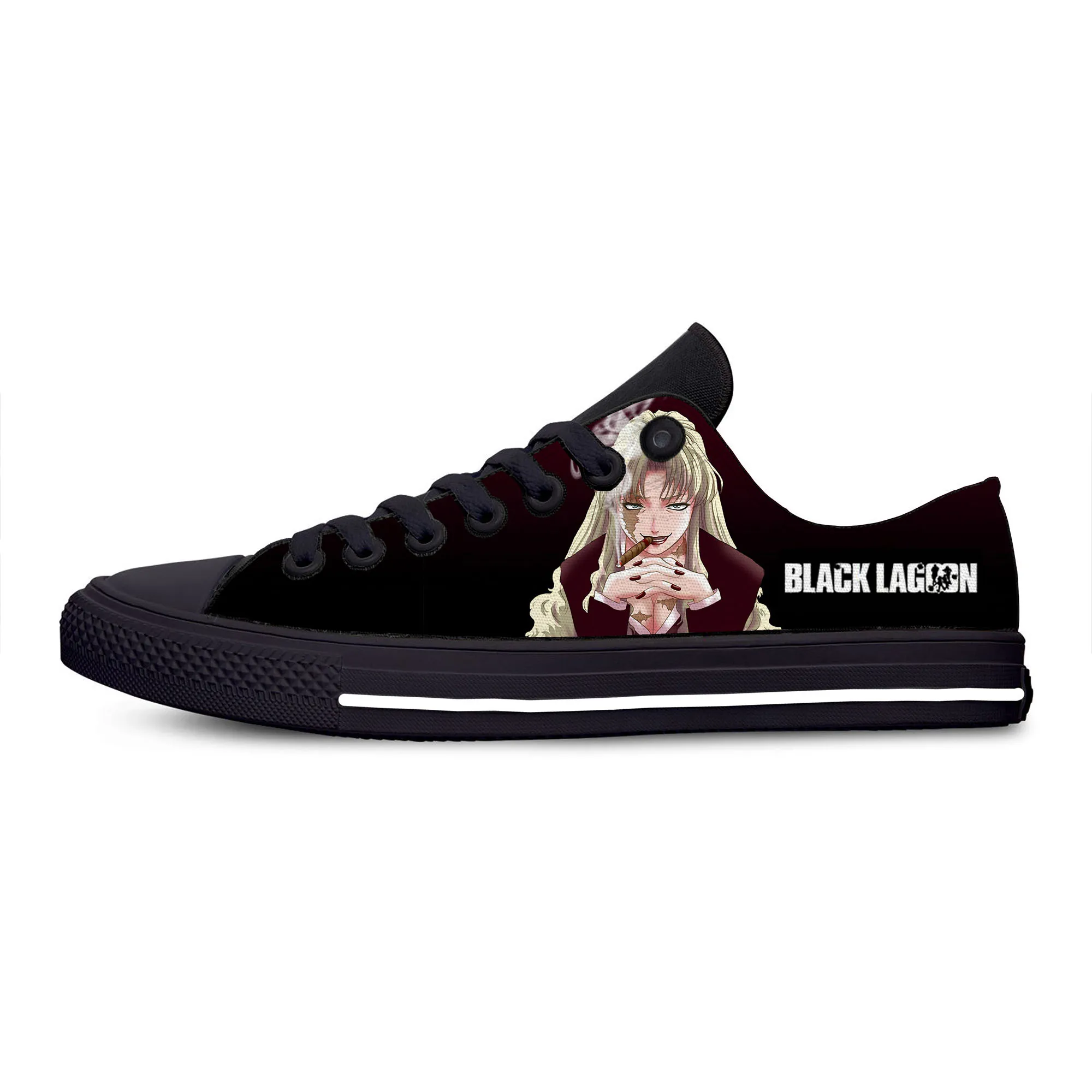 Japanese Anime Black Lagoon Low Top Sneakers High Quality Mens Womens Teenager Canvas Sneaker Casual Couple Shoes Custom Shoe