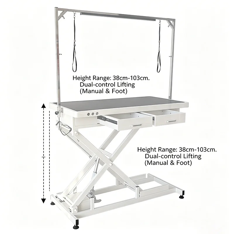 EUR PET Electric Lifting Pet Grooming Table With LED Light Multi-functional Storage Pet Table With Socket Customizable