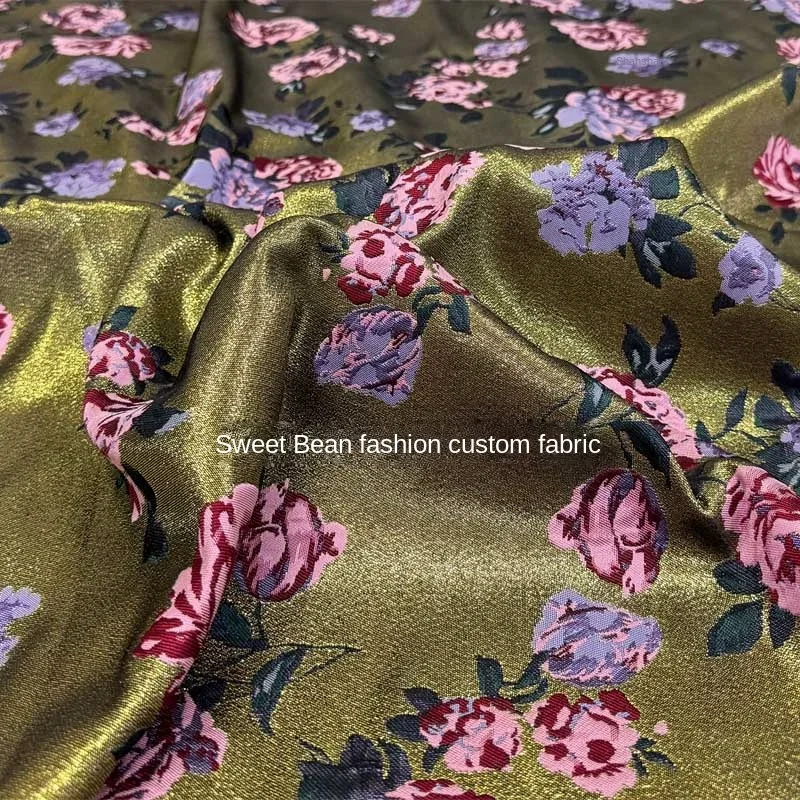 Woven Jacquard Suit Fabric For DIY Sewing Metal Wire Relief Flower Fashion Trench Coat Suit Creative Design Cloth Per Meter