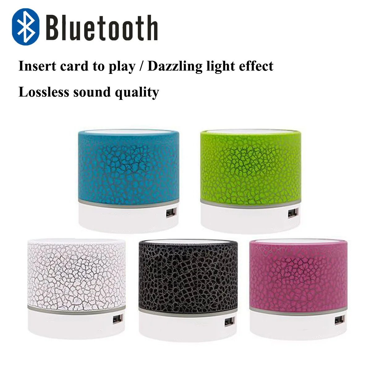 New Portable Car Mini Audio System A9, Dazzling LED Wireless Bluetooth 5.1, Subwoofer, Children's Speaker TF Card Speaker