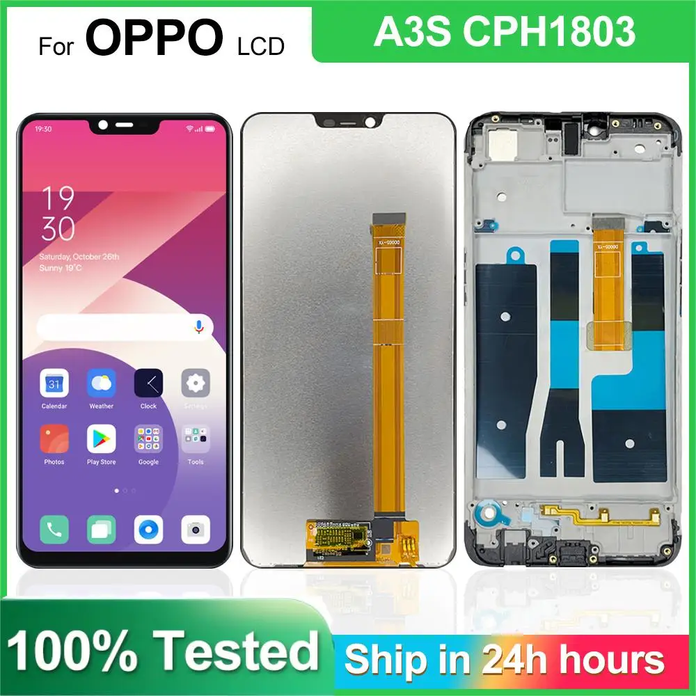 

6.2'' Super AMOLED For OPPO A3S CPH1803 CPH1853 LCD Display Touch Panel Sensor Digitizer Assembly For OPPO A3s Screen With Frame