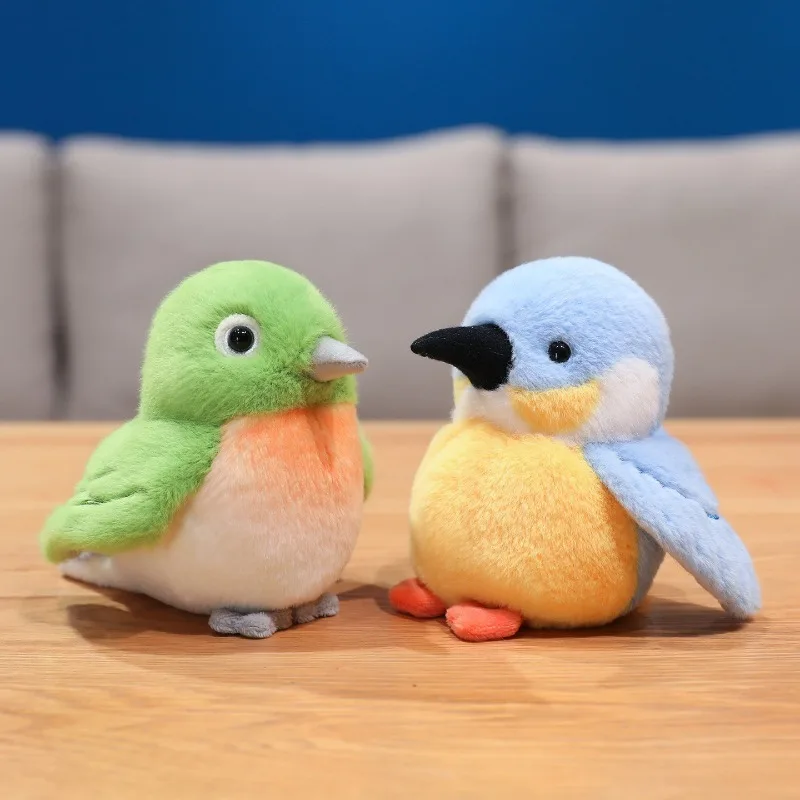 New Cute Chirping Bird Plush Toy Soft Kawaii Simulated Animals Stuffed Doll Desktop Decor Creative Children's Toy Home Ornament