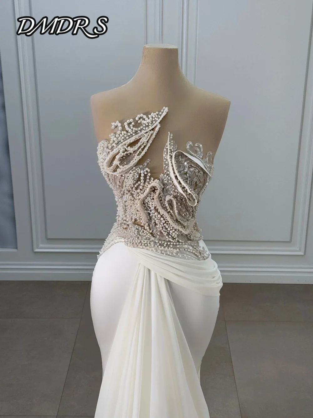 

DMDRS Sweetheart Evening Dress 2025 Elegant Pearl Beaded Party Gown Classic Sleeveless Floor-Length Party Dresses فساتين سهرة