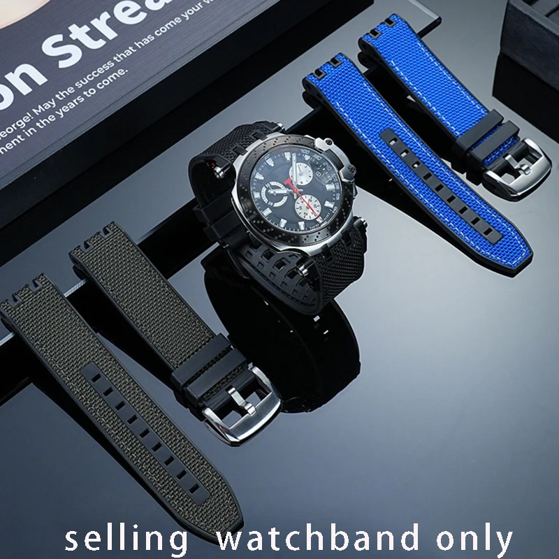 Canvas silicone base watch strap for Tissot 1853 racing strap MotoGP men's T115.417/427 nylon rubber watchband accessories 22MM