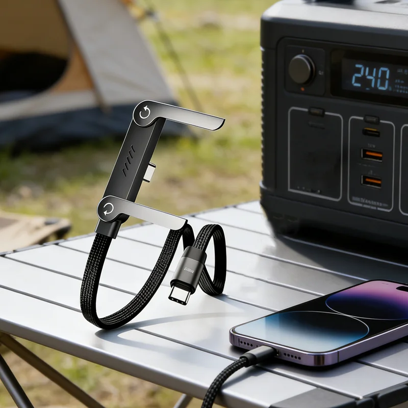 

2 In 1 Foldable Charging Phone Stand Fast Charging Data Cable 360° Rotating Phone Tablet Desktop Charging Phone Holder