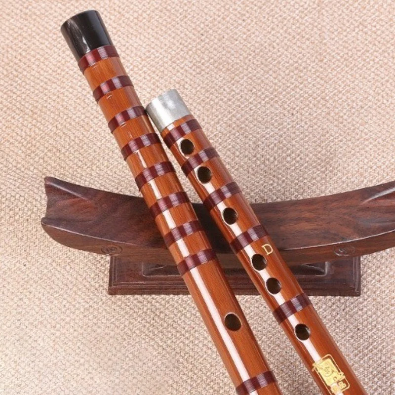 Double Section Flute Bamboo Traditional Transverse Flutes Adult Beginners Playing Woodwind Instruments Portable Ethnic Flute