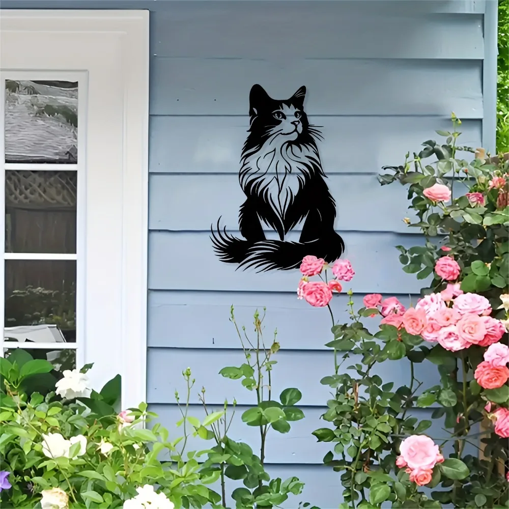 CIFBUY Metall-Wandkunst mit schwarzer Katze, Vintage-Stil, aus Eisen, mit kompliziertem Fellmuster, Innendekoration für Wohnzimmer, Schlafzimmer, minimalistisches, detailliertes Kunsthandwerk