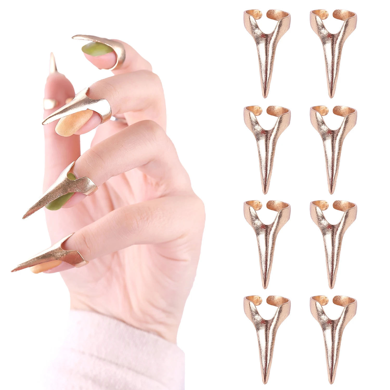 10/20Pcs Retro Gothic Haar Abschied Werkzeug Für Finger Flechten Haar Rack Haar Zubehör Klaue Ringe Magie Nagel trenn Werkzeug Gold – Detail 9