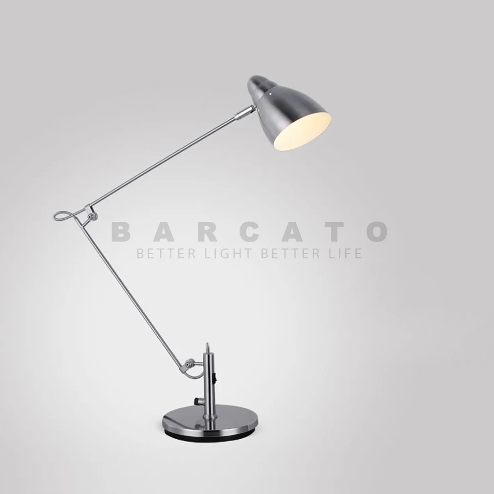 Imagem -05 - Balanço Longo Braço Led Luzes de Chão Modern Office Work Estudo Desk Lamp Alumínio Flexível Areia Níquel Leitura Desktop E27 Ajustável