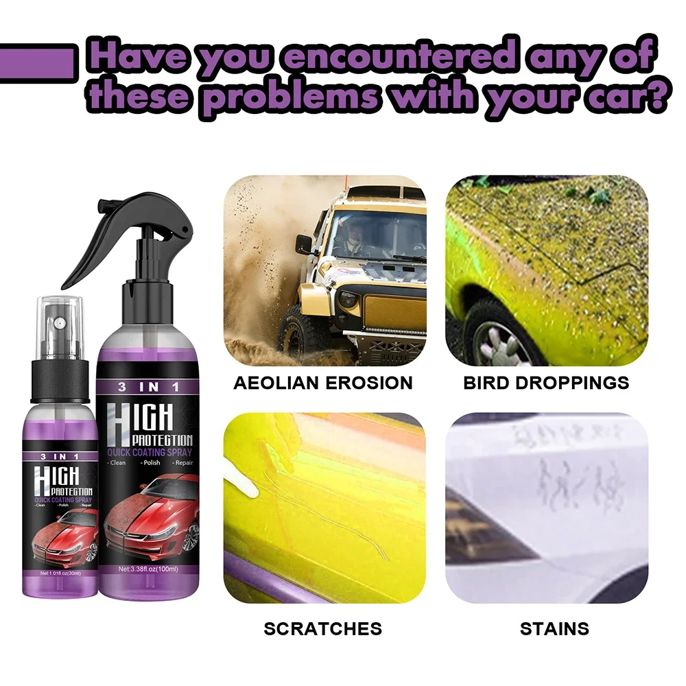 30ml 100ml Car Body Quick Coating Spray Cleaning Nano Polishing Paint Scratch Repair Agent Coating Auto Clean Curing Agent Care