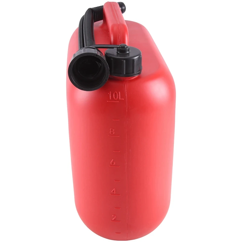 10L 2.64Gal Car Fuel Tank Can Spare Plastic Petrol Gas Container Anti-Static Fuel Carrier With Pipe For Car Travel Easy To Use