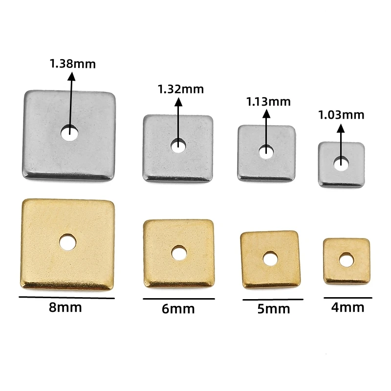 50pcs Stainless Steel 4/5/6/8mm Square Spacers Loose Beads PVD Gold for Bracelets Necklaces DIY Jewelry Making Accessories image 2