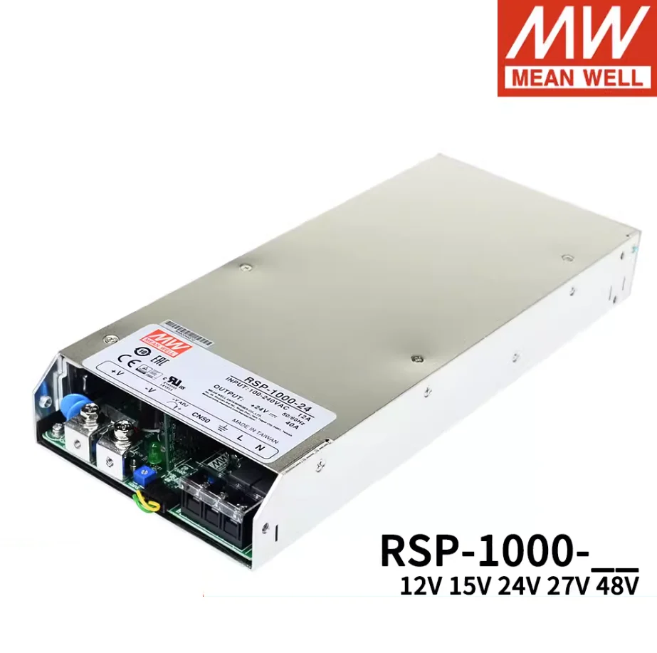 MEAN WELL  1000W Power Supply with Single Output  RSP-1000-12 RSP-1000-15 RSP-1000-24 RSP-1000-27 RSP-1000-48