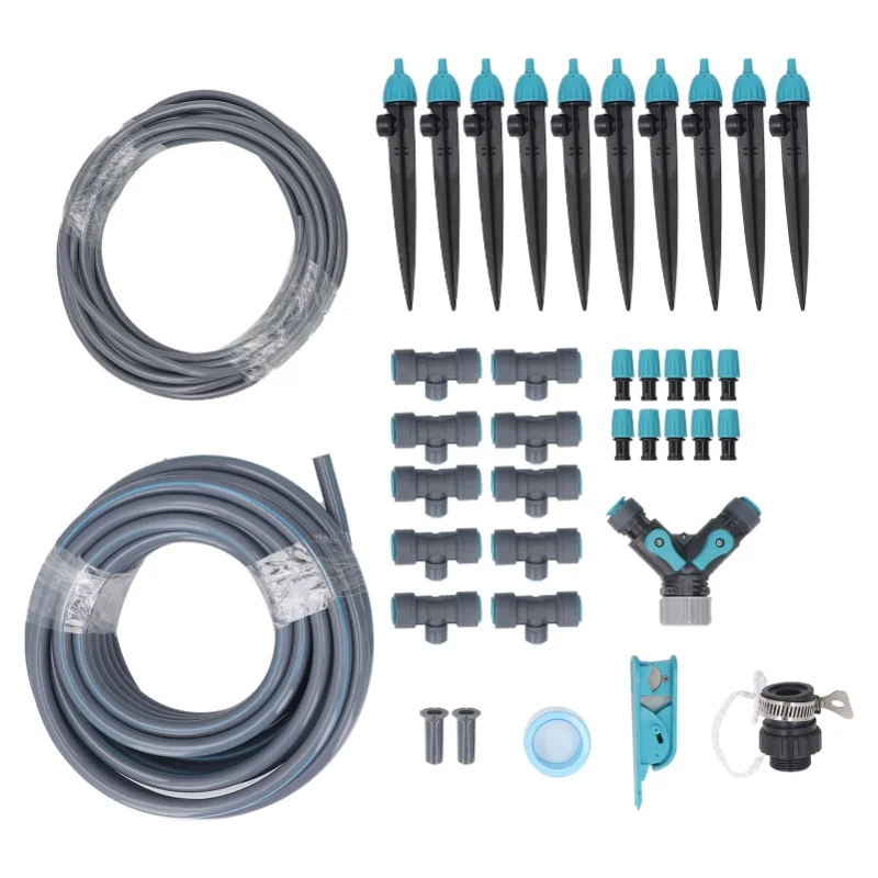 

10 м комплект для микрокапельного орошения в теплице с трубчатым шлангом, регулируемая насадка, система полива сада для садовой кровати, двора, лужайки